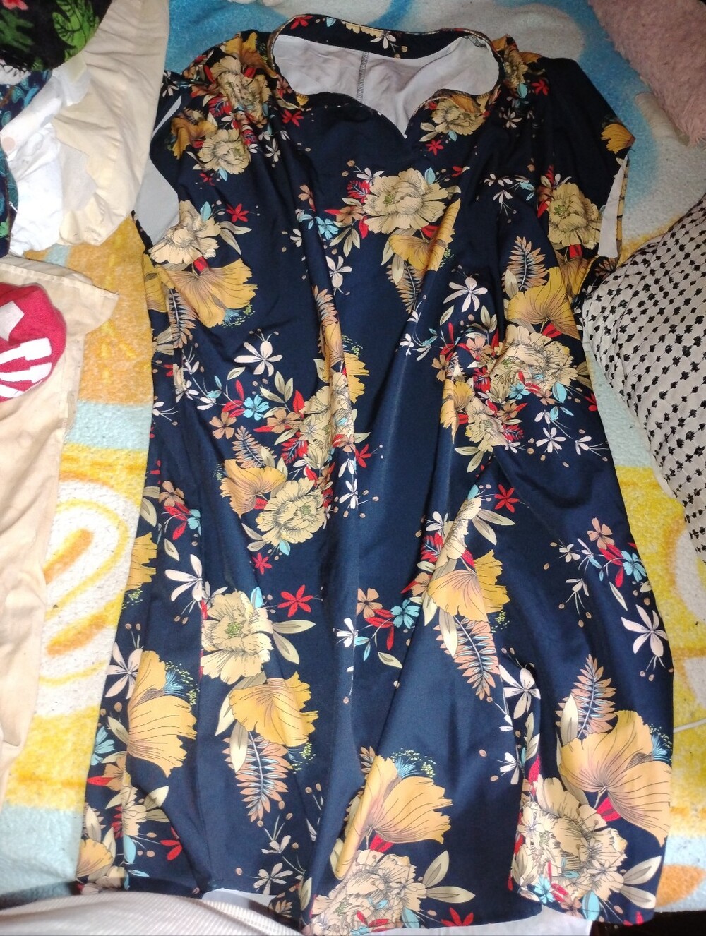 Plus Size Navy Floral Short-Sleeve Women’s Dress